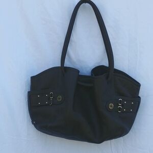 COLE HAAN cocoa brown pebble leather big shoulder bag
